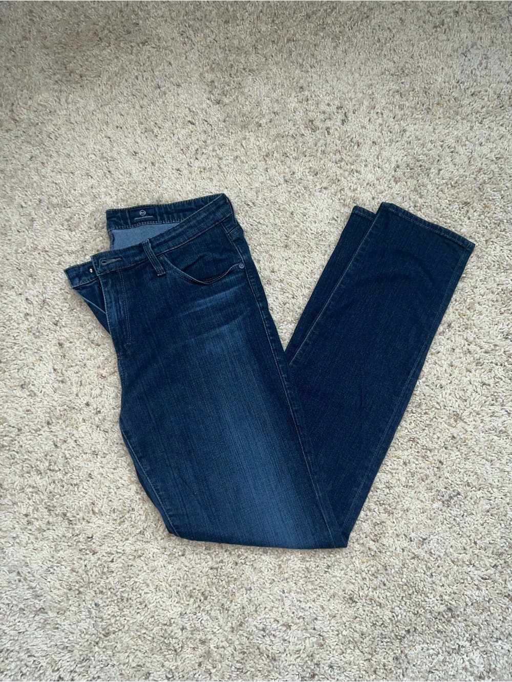 Ag Adriano Goldschmied The Prima Mid-Rise Cigarette Jeans in Dark Blue Denim